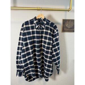 Men's Ralph Lauren Big Shirt Blue‎ Green Plaid Long Sleeve Button Down Size L